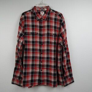 Levi's Button Front Shirt Men's Size 2XL Red Plaid Long Sleeve Woven Cotton